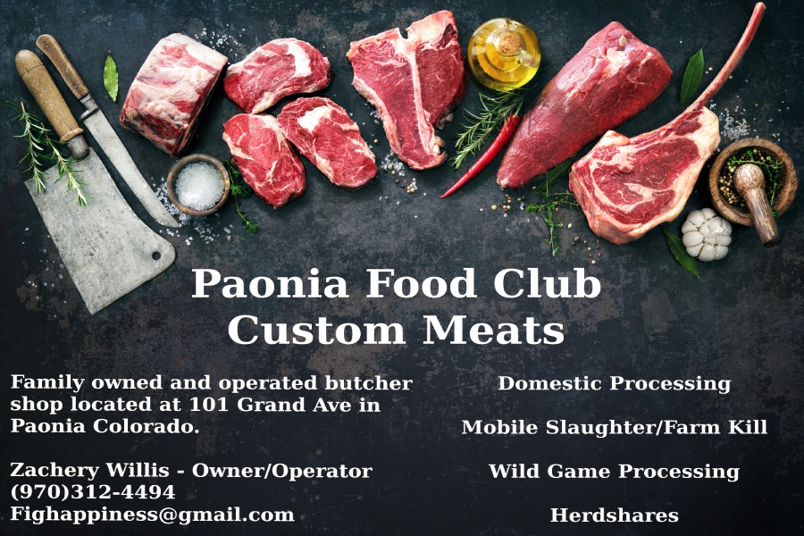 Ad for Paonia Food Club Custom Meats